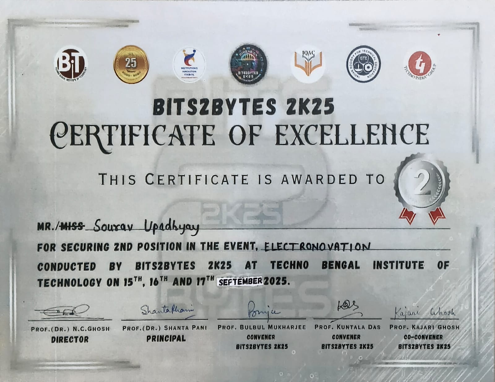 Electronovation Certificate