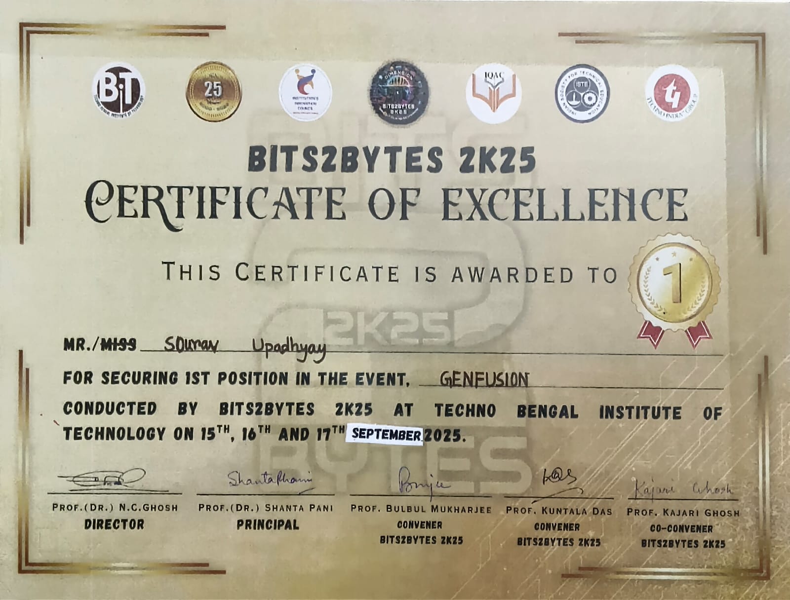 Genfusion Certificate